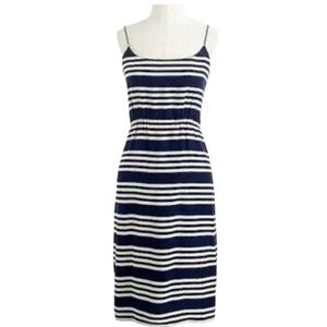 J.Crew Silk Navy and White Striped Dress